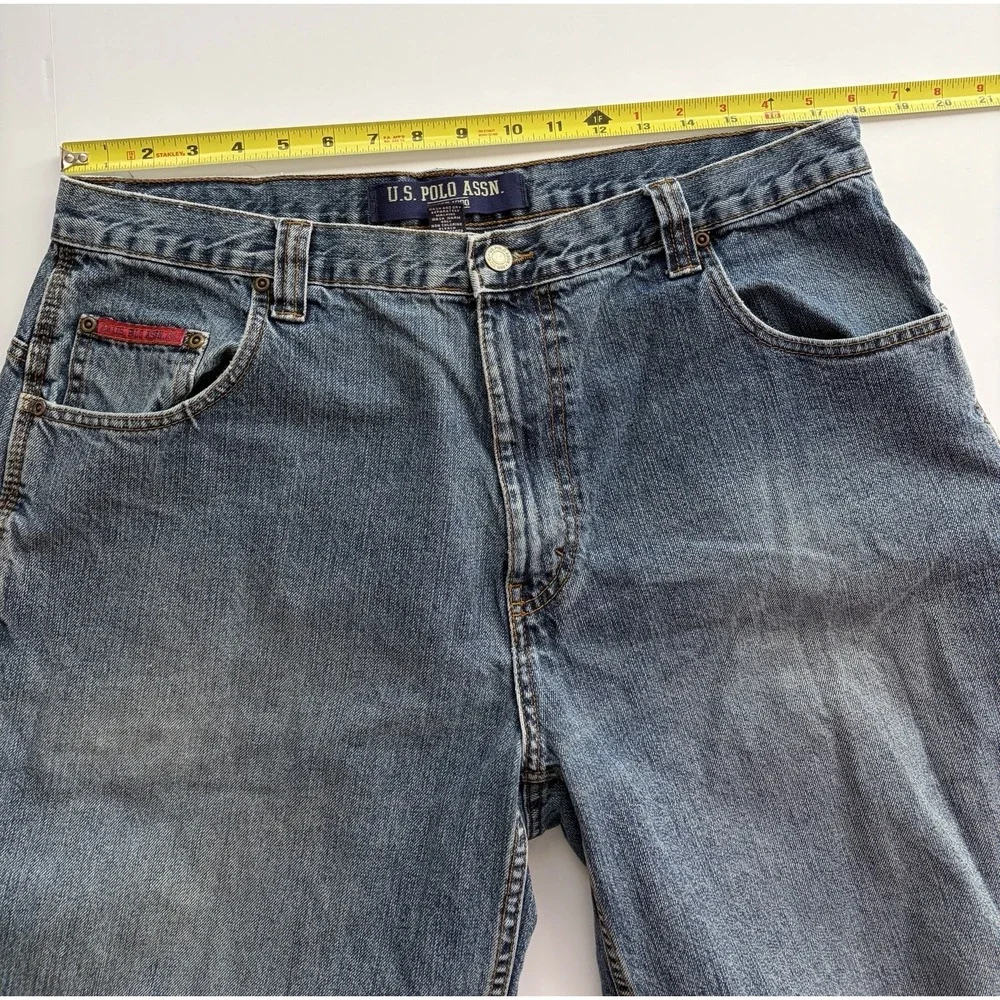Vintage Y2K US POLO ASSN Denim Jean Shorts Mens‎ 38 Baggy Carpenter Retro Jorts